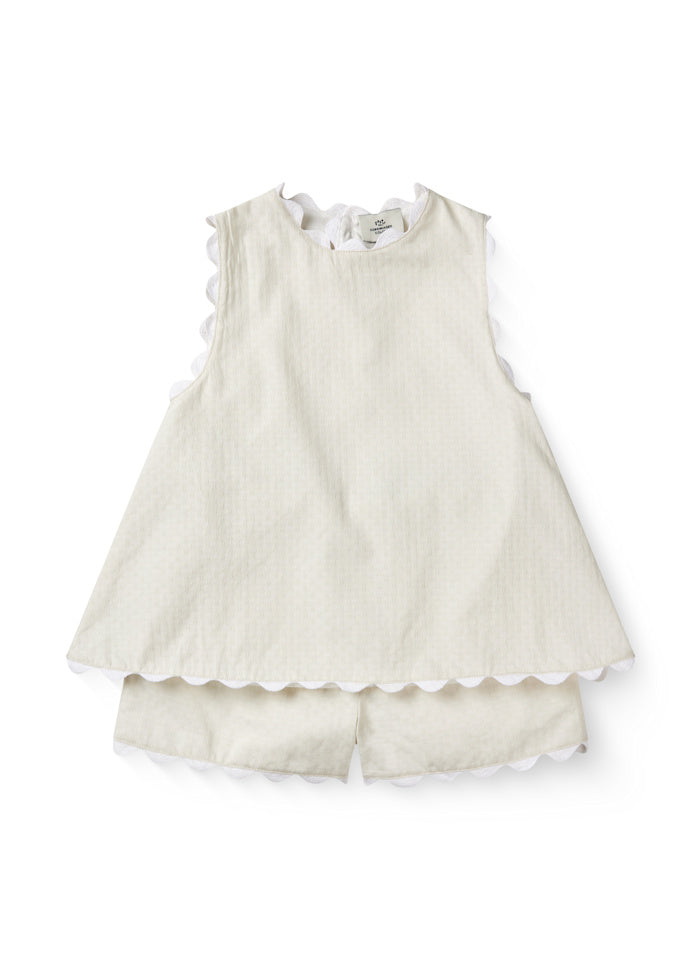 Top & broekje set - Deco top & shorts set - Biologisch katoen - Copenhagen Colors cream voor