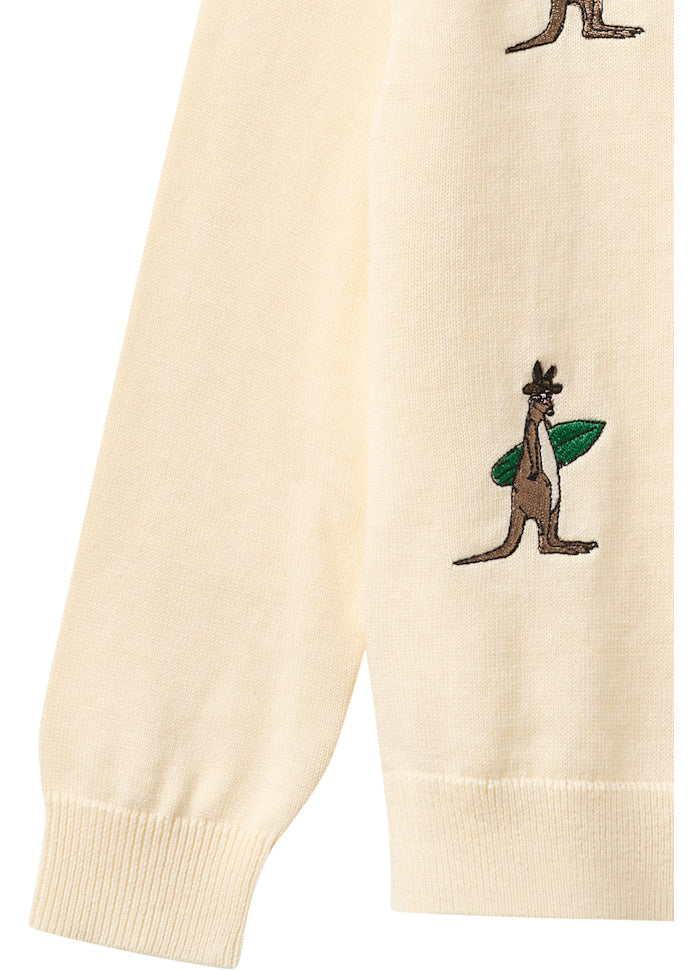 Dunne sweater Kangoeroe - Biologisch katoen - Cream/wit - Copenhagen Colors close up