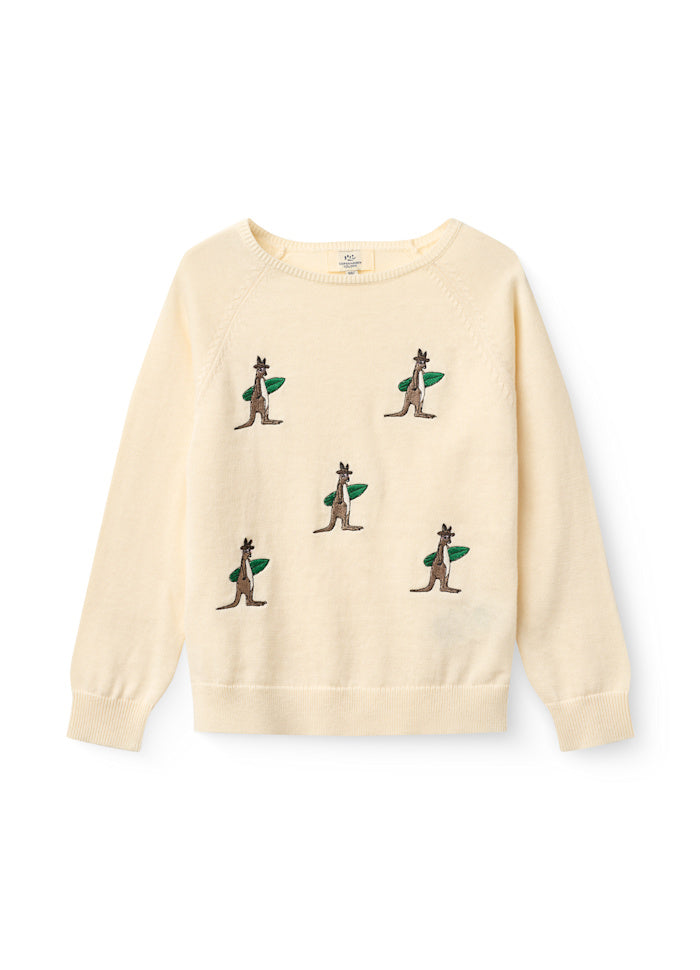 Dunne sweater Kangoeroe - Biologisch katoen - Cream/wit - Copenhagen Colors voor