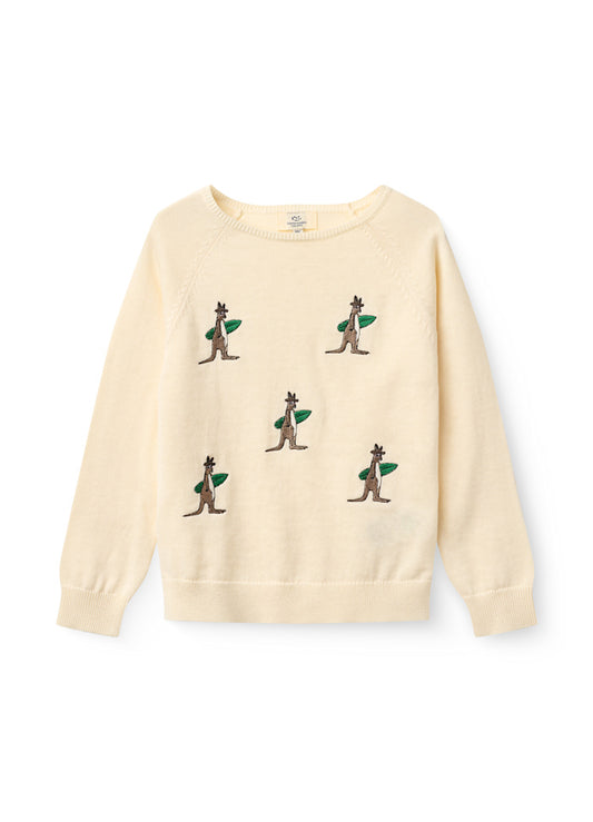 Dunne sweater Kangoeroe - Biologisch katoen - Cream/wit - Copenhagen Colors voor