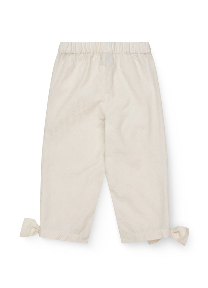 Broek met strik - Biologisch katoen - Cream/wit - Copenhagen Colors achter