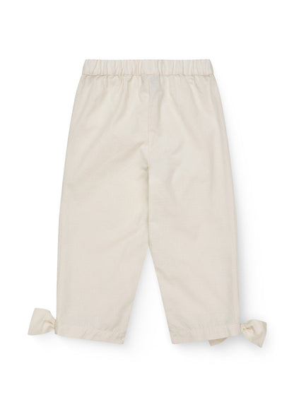 Broek met strik - Biologisch katoen - Cream/wit - Copenhagen Colors achter