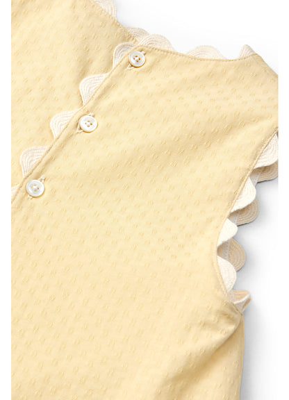 Top & broekje set - Deco top & shorts set - Biologisch katoen - Copenhagen Colors close up geel