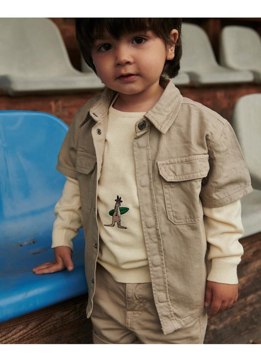 Twill Safari Shirt - Korte mouw - Biologisch katoen - Beige - Copenhagen Colors kind