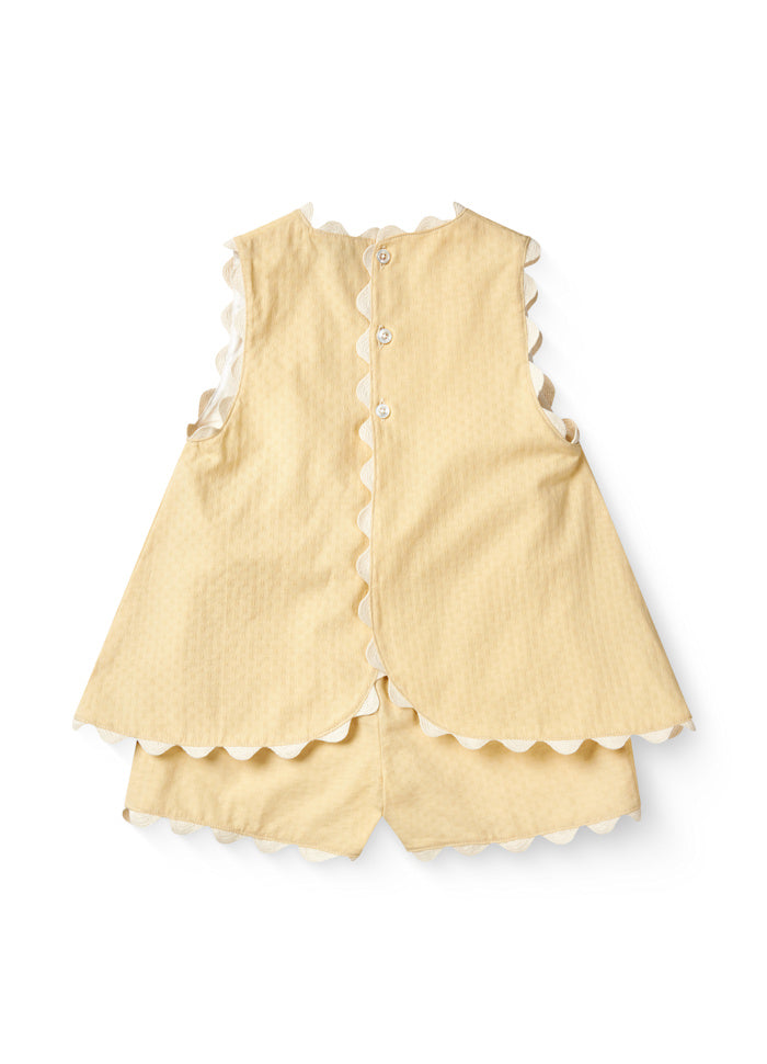 Top & broekje set - Deco top & shorts set - Biologisch katoen - Copenhagen Colors achter geel