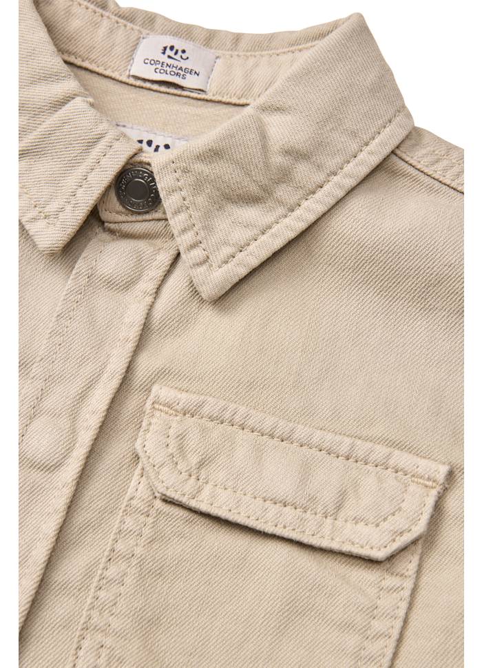 Twill Safari Shirt - Korte mouw - Biologisch katoen - Beige - Copenhagen Colors close up