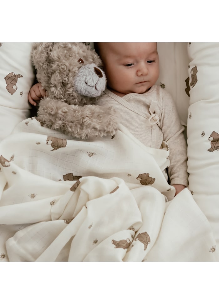 Hydrophilic Swaddle - Organic Cotton - 120 x 120 cm - Bees and Bears - That's Mine