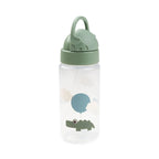 Drinking bottle with straw - Straw bottle - Happy Clouds - Croco/Green - 350 ml - Done by Deer