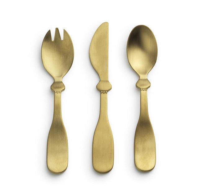 Elodie - Baby bestekset -mes, vork en lepel Gold - 100% roestvrij staal - bovenaanzicht