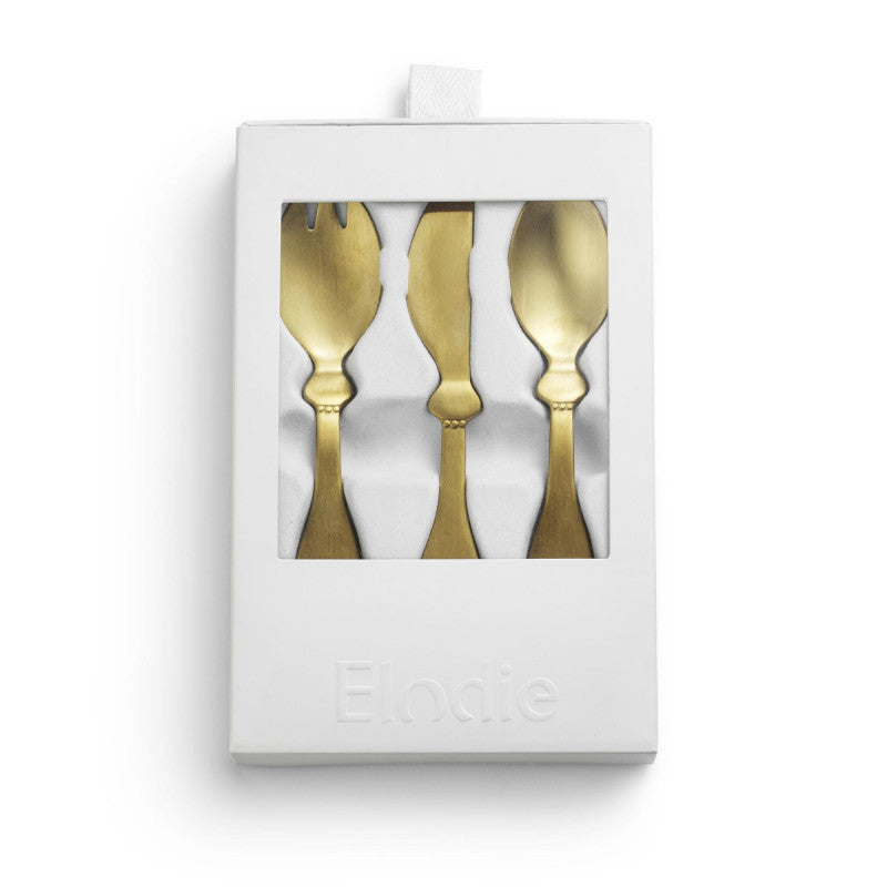 Elodie - Baby bestekset -mes, vork en lepel Gold - 100% roestvrij staal - product
