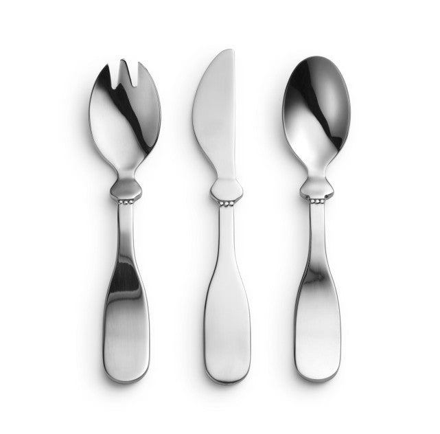 Elodie - Baby bestekset -mes, vork en lepel Silver - 100% roestvrij staal - bovenaanzicht