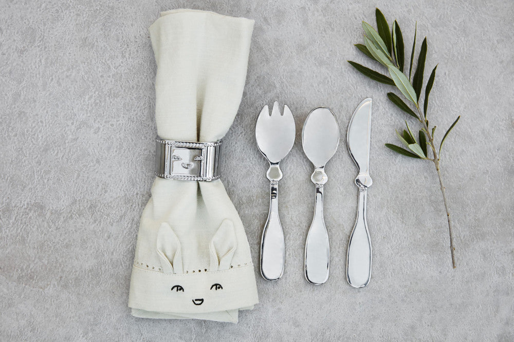 Elodie - Baby bestekset -mes, vork en lepel Silver - 100% roestvrij staal - lifestyle