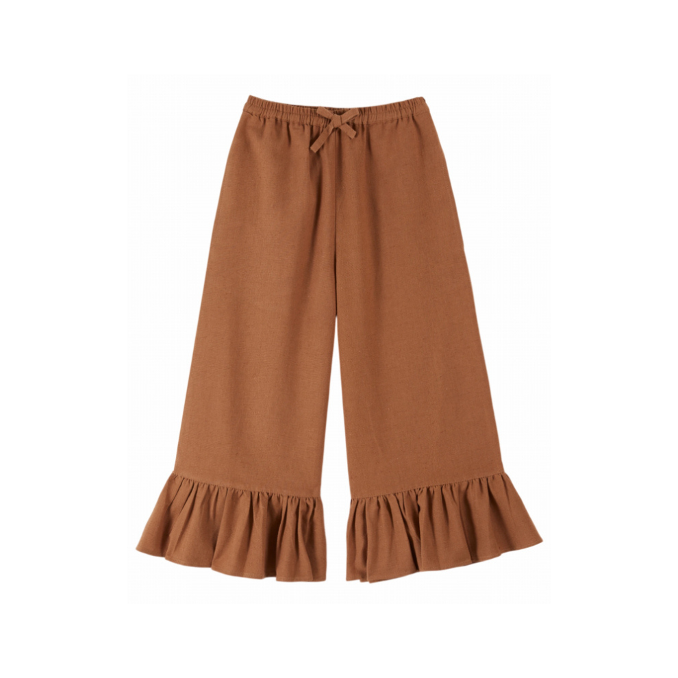 Broek - Pantalon Volant - Katoen - Bruin/Brownie - Emile et Ida voor