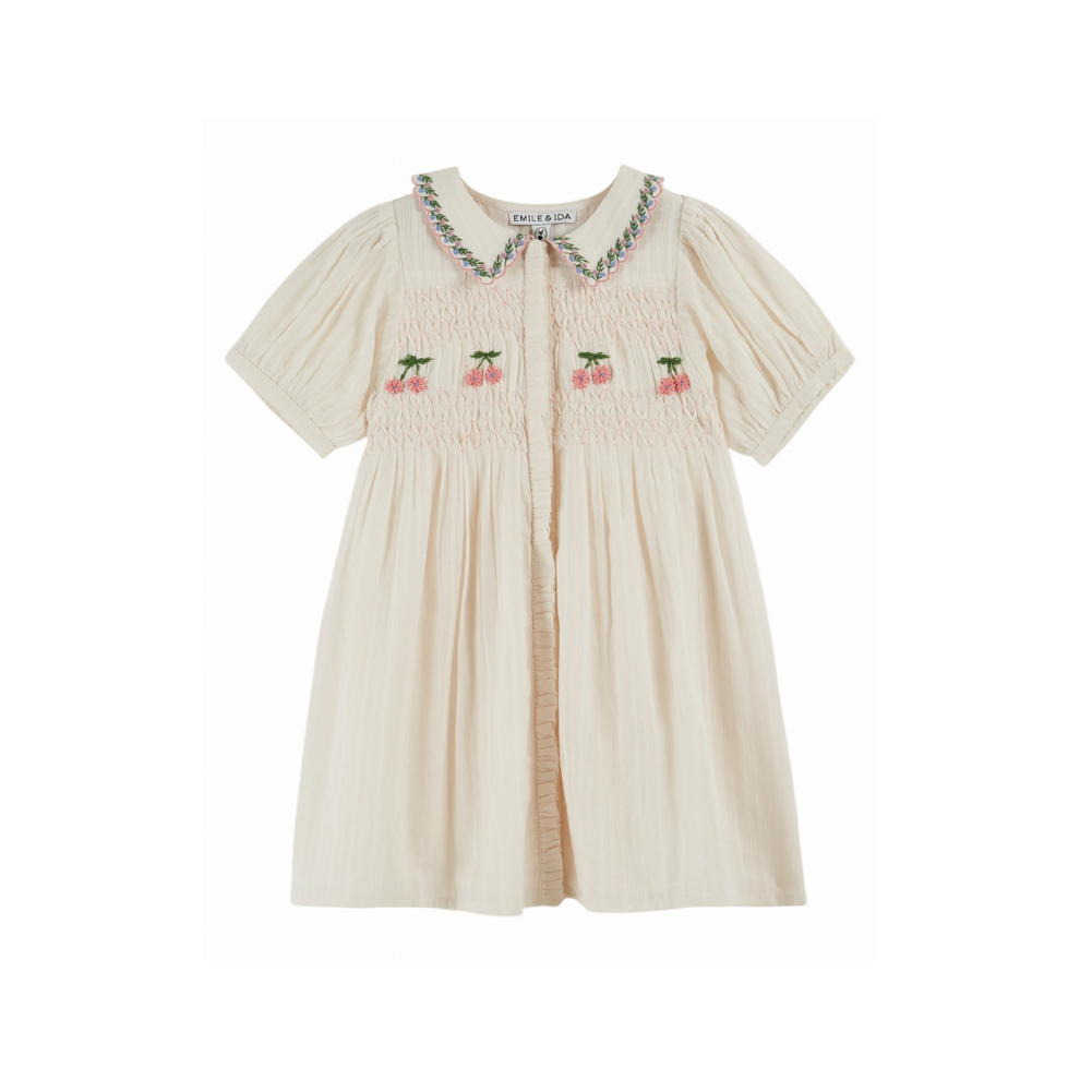 Jurkje geborduurd - Robee Brodee Smock - Katoen - Emile et Ida voor