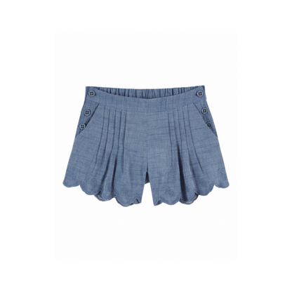 Kort broekje - Chambray Brodee - Katoen  - Denim/blauw - Emile et Ida voor