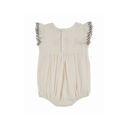 Romper Brodee Smock - Biologisch katoen - Creme - Emile et Ida achter