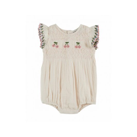 Romper Brodee Smock - Biologisch katoen - Creme - Emile et Ida voor