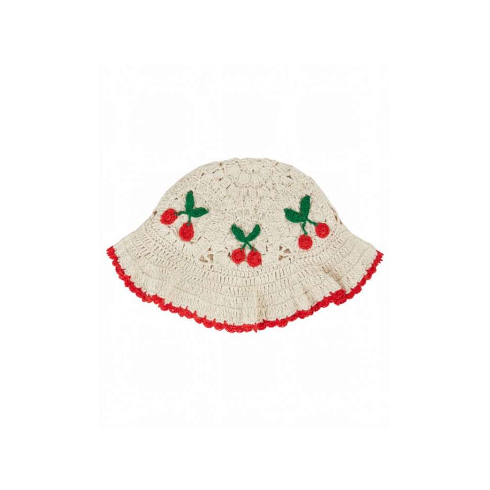 Gehaakt hoedje Kersjes - Bob Crochet Buckethat - Katoen - Creme - Emile et Ida
