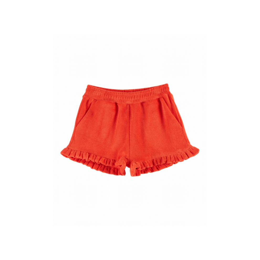 Badstof kort broekje - Short Volant - Rood/Coquelicot - Emile et Ida voor