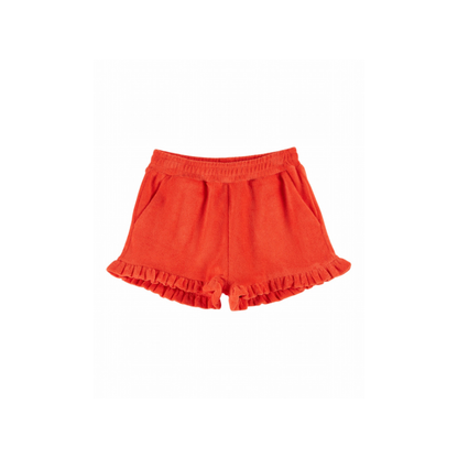 Badstof kort broekje - Short Volant - Rood/Coquelicot - Emile et Ida voor