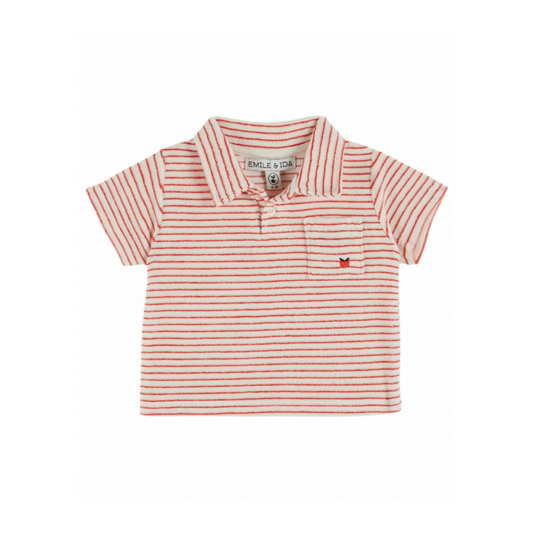 Polo van badstof - Raye - Biologisch katoen mix - Rood - Emile et Ida