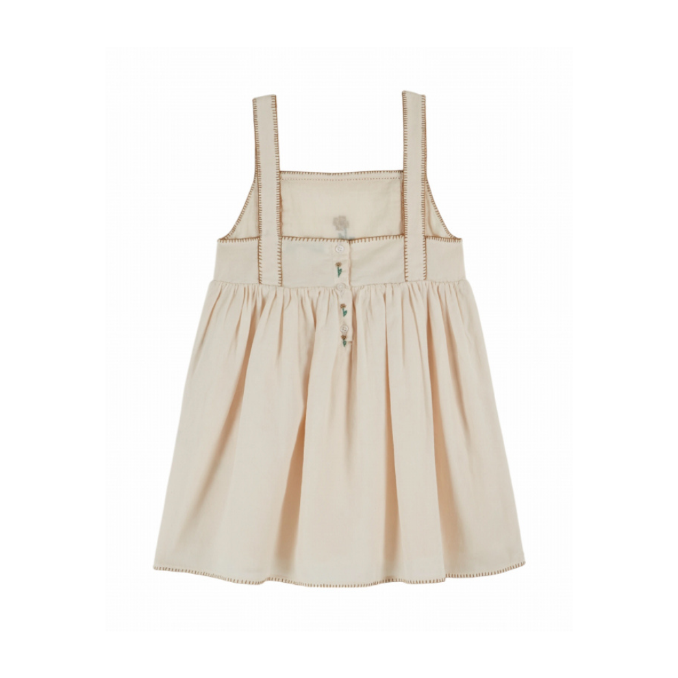Jurkje met borduursel - Robe Brodee - Biologisch katoen - Creme - Emile et Ida achter