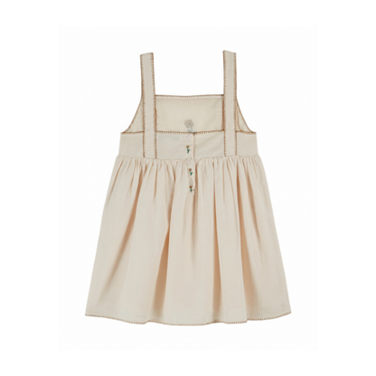Jurkje met borduursel - Robe Brodee - Biologisch katoen - Creme - Emile et Ida achter