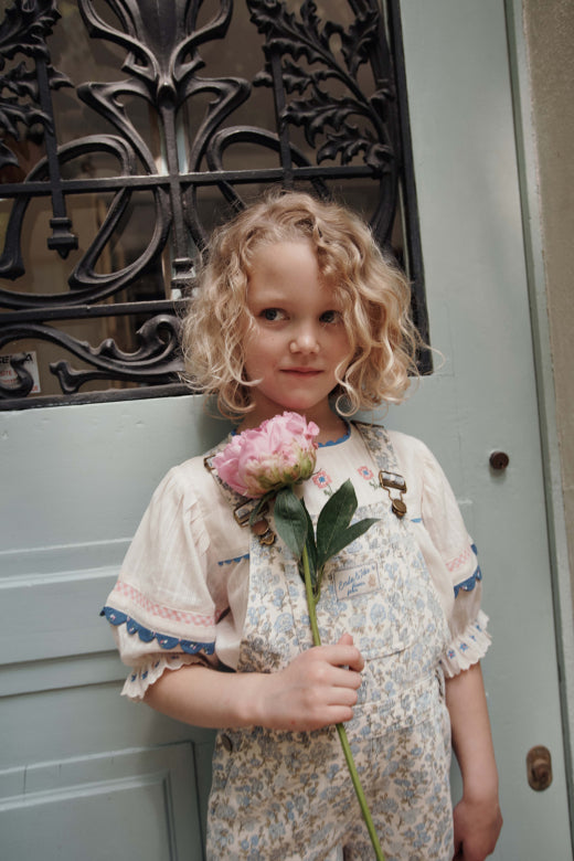 Top korte mouw - Blouse Brodee - Biologisch katoen - Creme - Emile et Ida kind