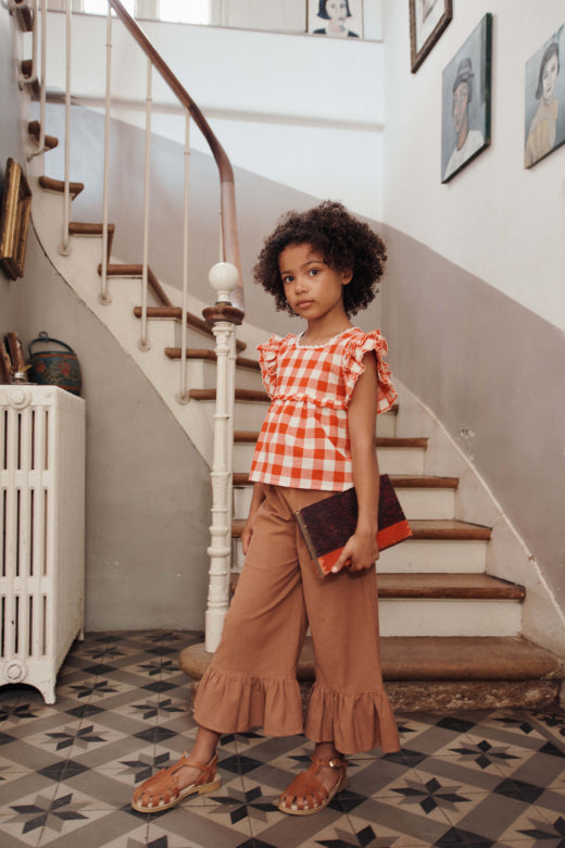 Broek - Pantalon Volant - Katoen - Bruin/Brownie - Emile et Ida kind