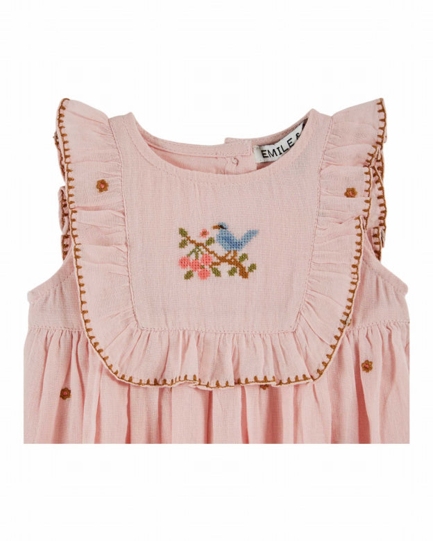 Jurkje - Robee Brodee - Biologisch katoen - Roze/Macaron - Emile et Ida close up