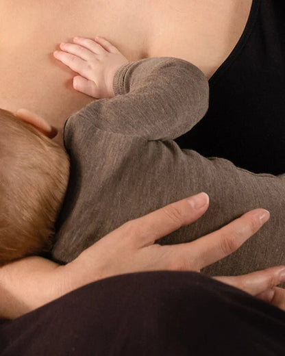 Romper lange mouw - Wol/zijde - Bruin/Walnut - Engel Natur baby