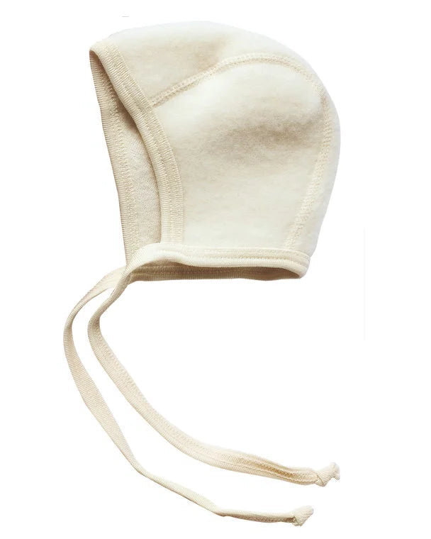 Strik mutsje - Bonnet - Wol fleece - Biologisch merino wol - Engel Natur natural wit