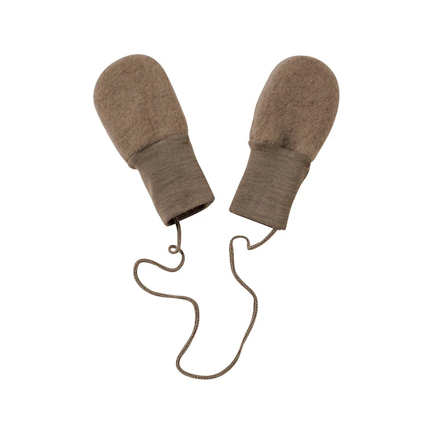 Wantjes met touw - Wol fleece - Bruin/Walnut - Engel Natur