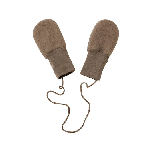 Wantjes met touw - Wol fleece - Bruin/Walnut - Engel Natur