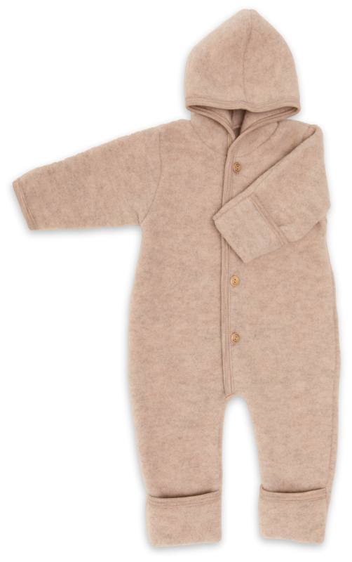 Buitenpak/jumpsuit - Biologische Wol fleece - Engel Natur sand melange beige