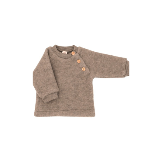 Kinder trui Raglan - Wol fleece - Bruin/walnoot - Engel Natur