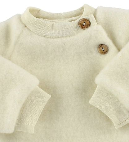 Baby trui Raglan - Wol fleece - Natural - Engel Natur details