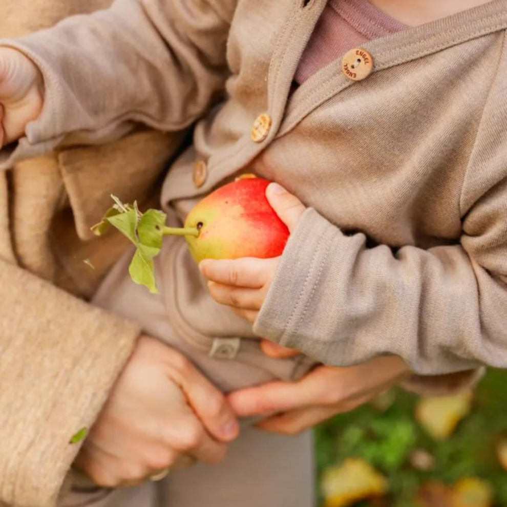 Vestje met knoopjes - Wol/zijde - Bruin/sand - Engel Natur open