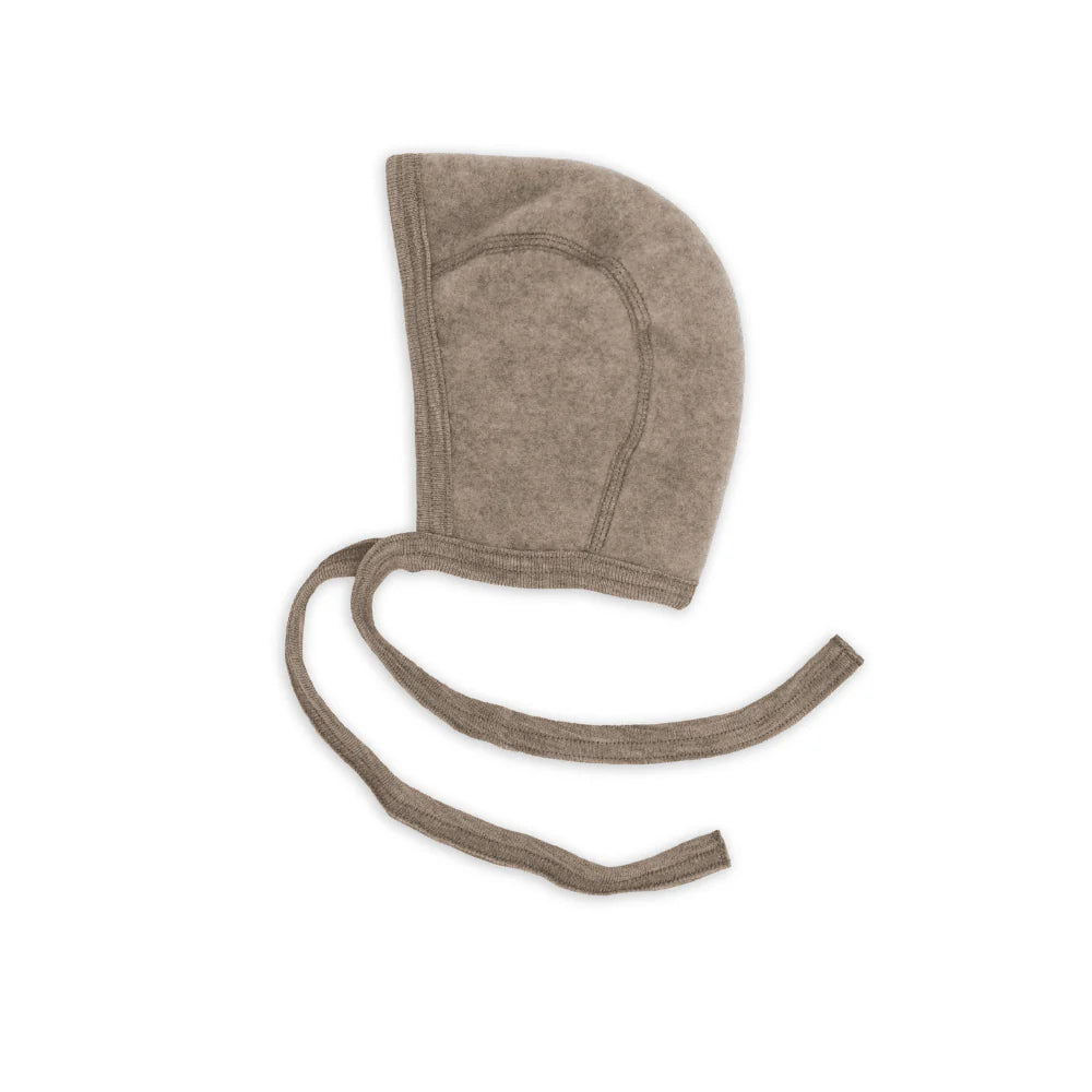 Strik mutsje - Bonnet - Wol fleece - Biologisch merino wol - Engel Natur walnut melange walnoot bruin