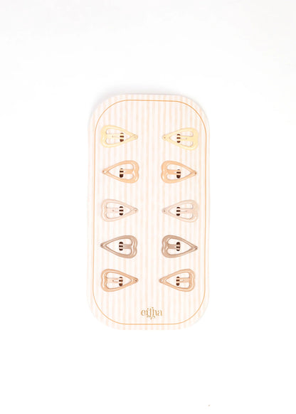 Mini Glitter Haarknipjes Set - Hartjes - 10 Stuks - Mrs Ertha voor