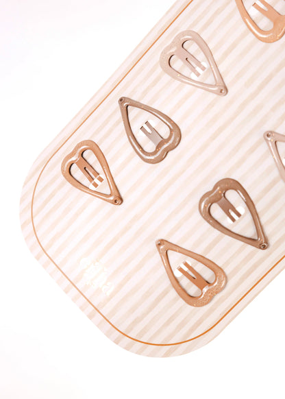 Mini Glitter Haarknipjes Set - Hartjes - 10 Stuks - Mrs Ertha close up