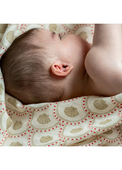 Hydrofiele swaddle Jana - Biologisch katoen - 120 x 120 cm - Block shell/schelpjes - That's mine