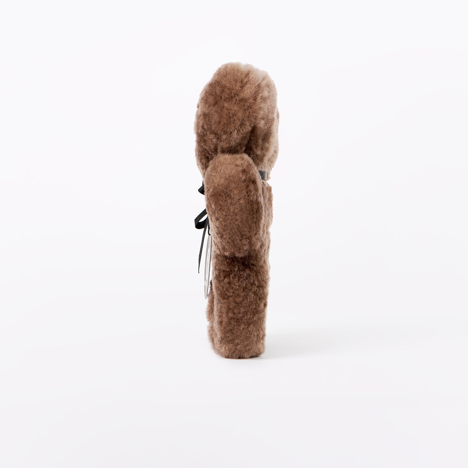 FLATOUTbear Baby - 100% Australische schapenvacht - Wollen knuffel chocolate zijkant