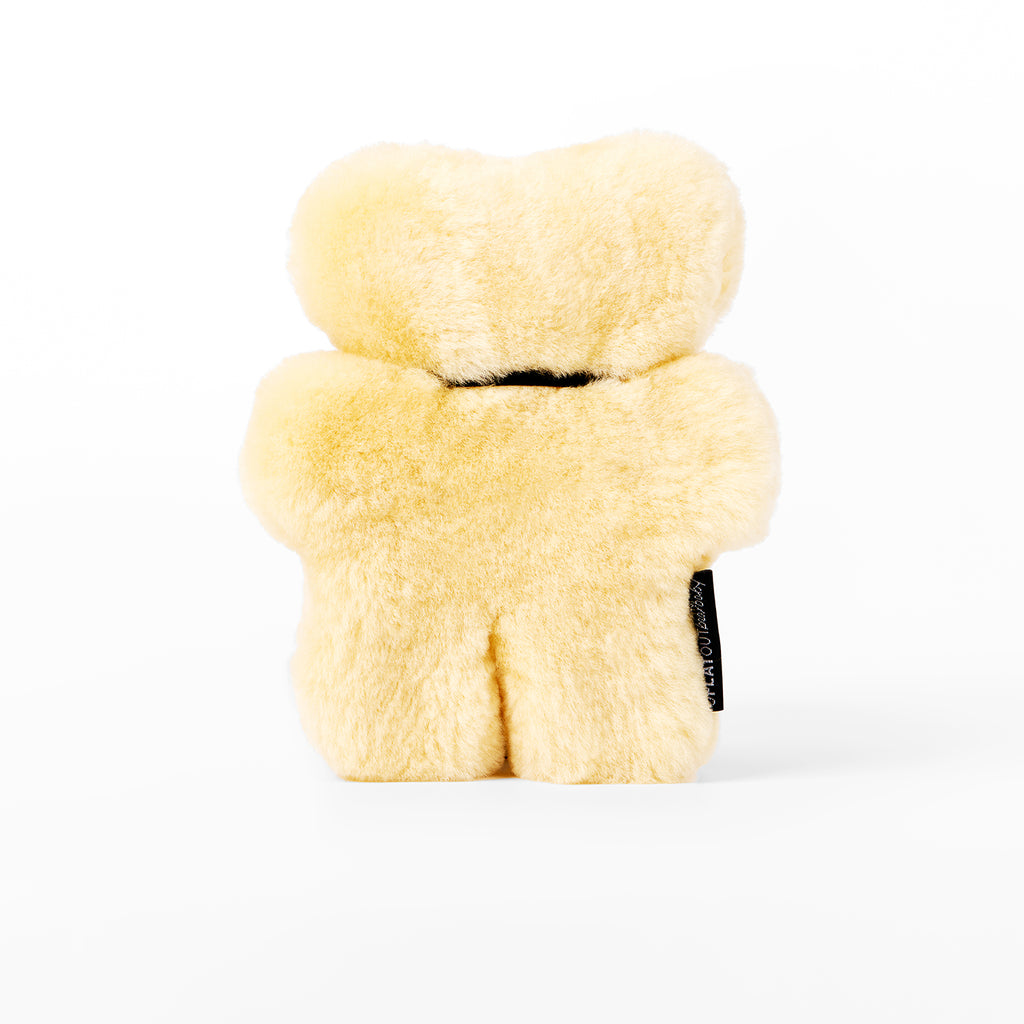 FLATOUTbear Baby - 100% Australische schapenvacht - Wollen knuffel honey achterkant