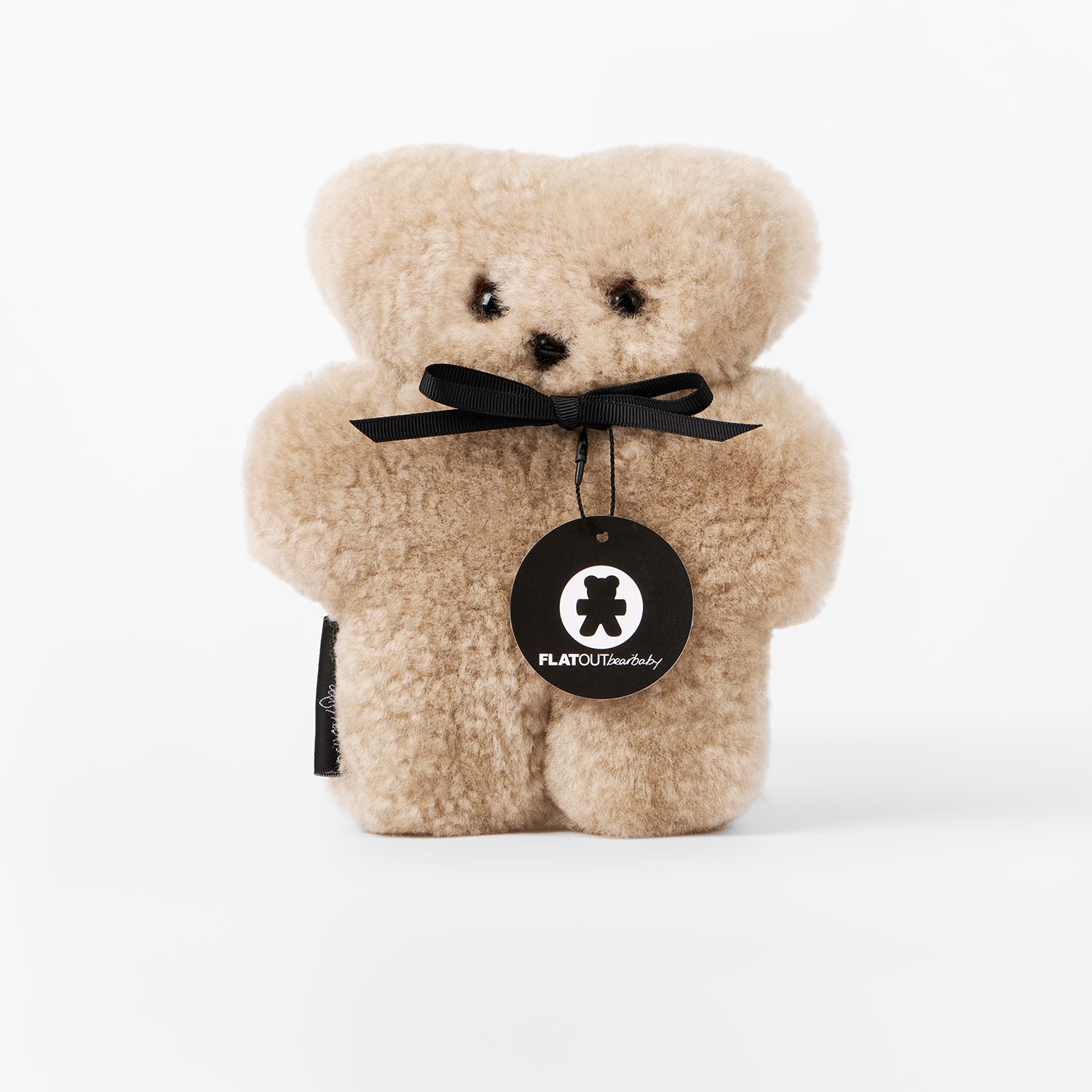 FLATOUTbear Baby - 100% Australische schapenvacht - Wollen knuffel latte voorkant