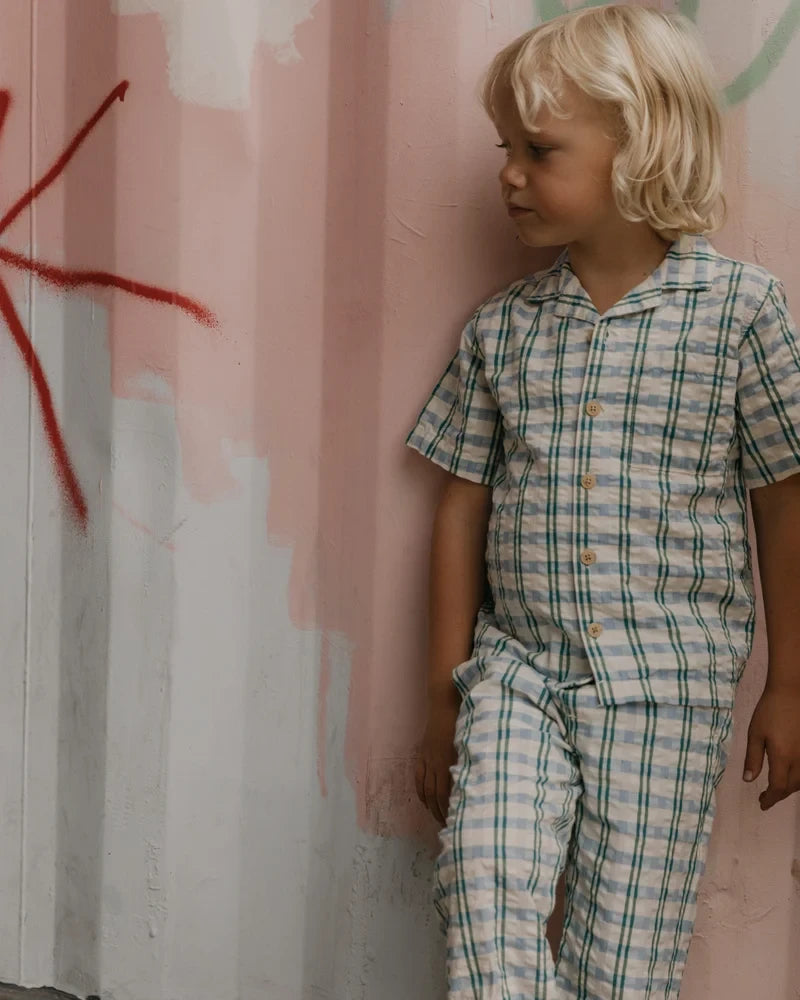 Garbo&Friends - Seersucker Shirt Baby Check mar - Baby Shirt