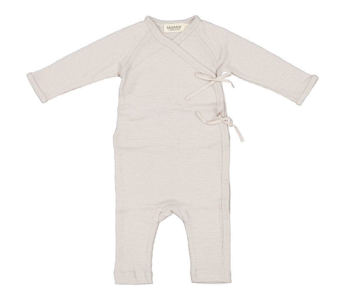 MarMar Copenhagen - Rula Wool Rib Romper - Rompertje 100% merinowol - Natural