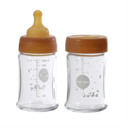 HEVEA - Wide Neck Baby Glass Bottle & Cup - Babyfles en beker - 100% plasticvrij