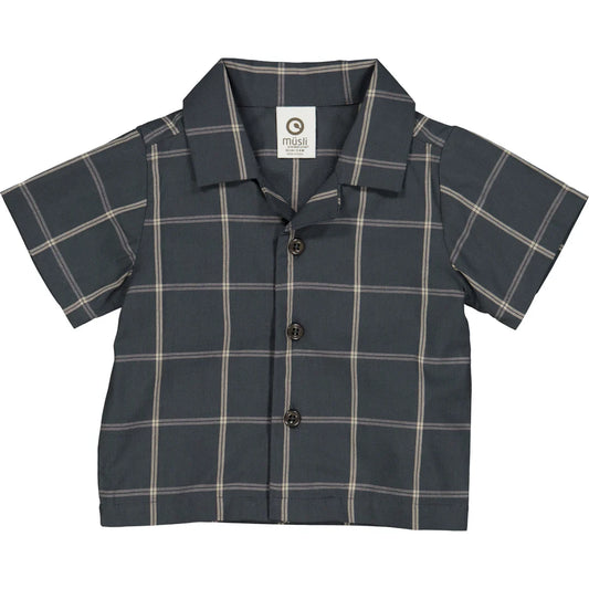 Muesli - Check s/s shirt baby - Overhemd top - 100% biologisch katoen