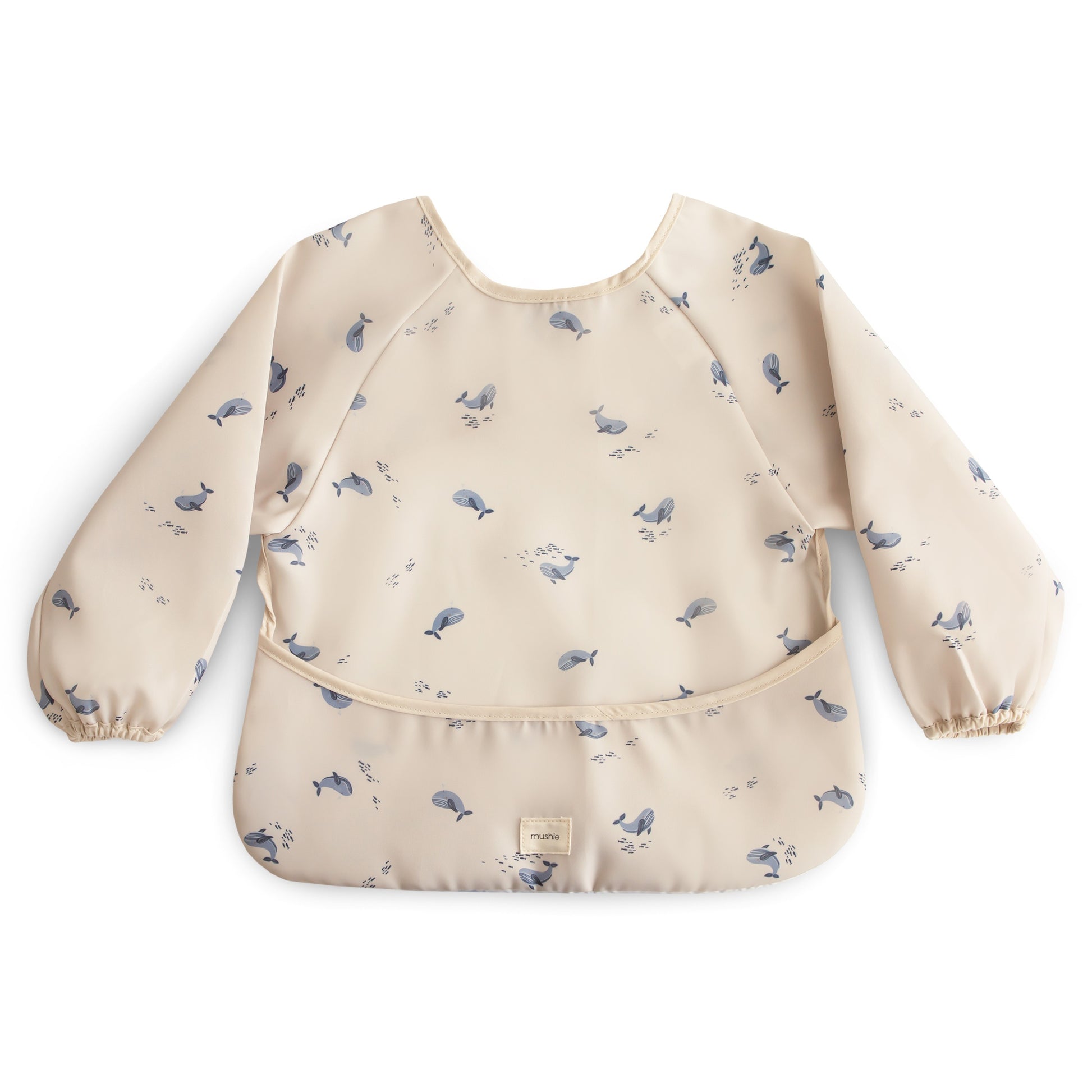 Mushie - Long sleeve bib - Slabbetje met lange mouwen - Whales productfoto